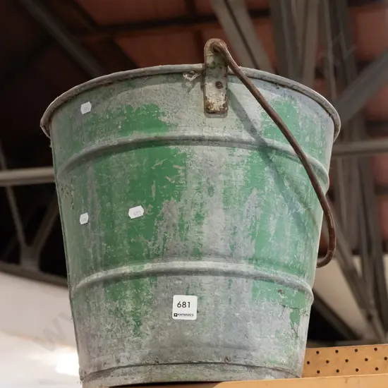 green painted galvanised pail