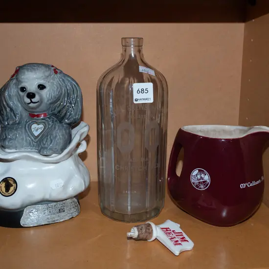 Jim Beam dog decanter, whisky jug etc