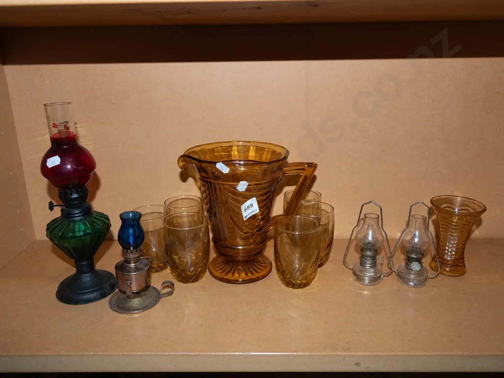 amber glass water set, lanterns Image 1++