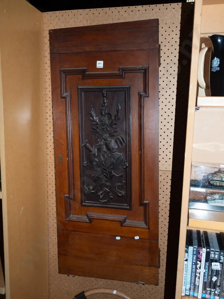 mahogany cupboard door with decorative panel H1020 W425 Image 1++