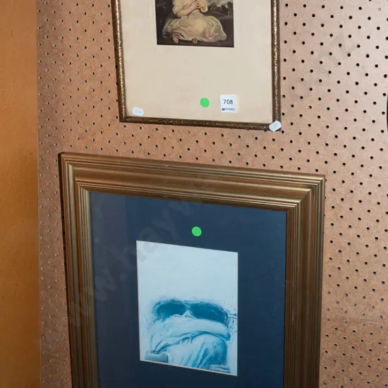 2x framed prints - green dots