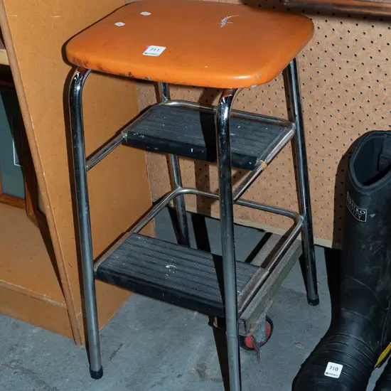 vinyl and chrome kitchen step stool - rip to vinyl