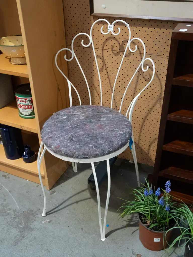 mid century wrought metal chair - needs attention Image 1++