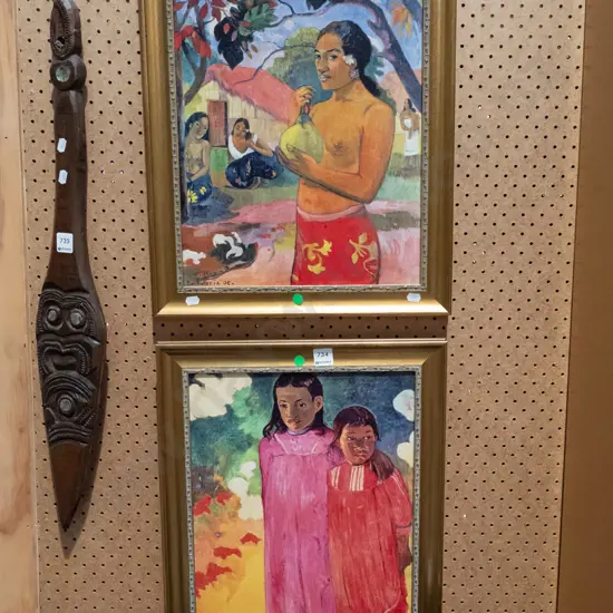 2x framed Gauguin prints - green dots
