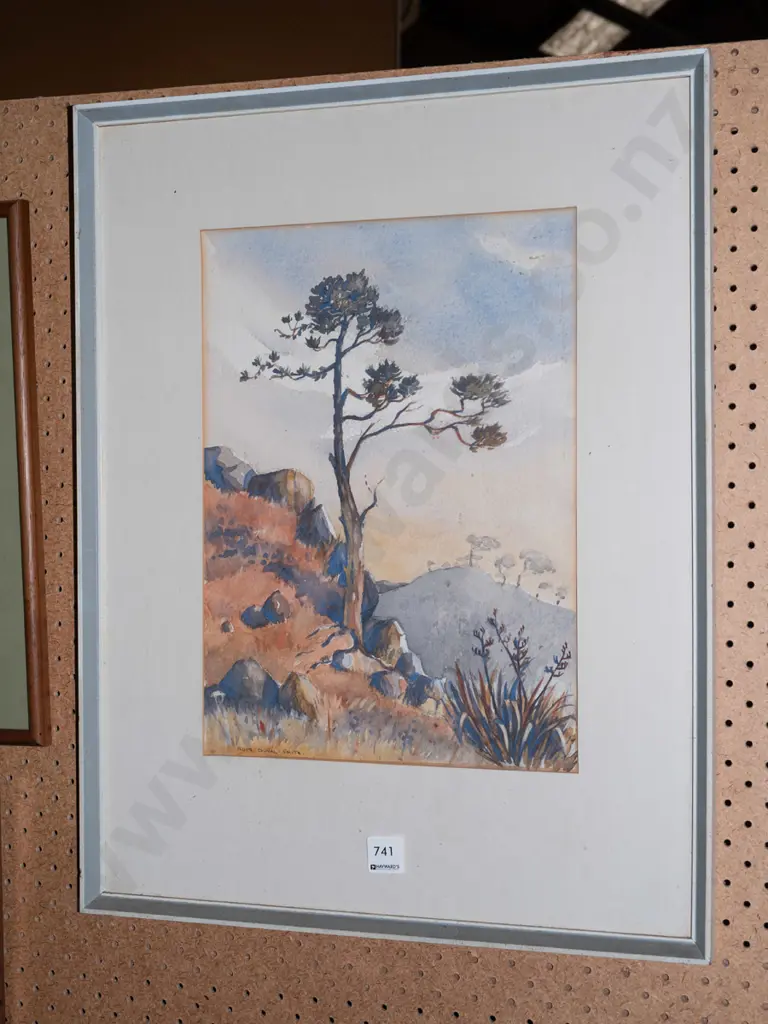 framed Ruth Duval-Smith watercolour  - tree and landscape Image 1++