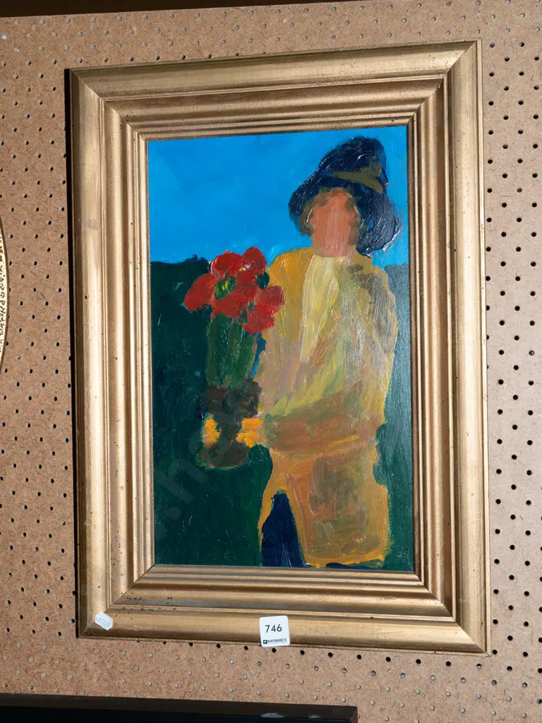 framed Justin Morshuis oil - flowers and person Image 1++