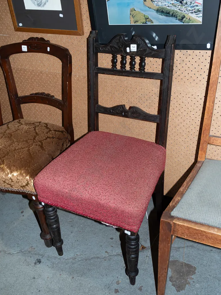 ebonised Edwardian turned leg dining chair Image 1++