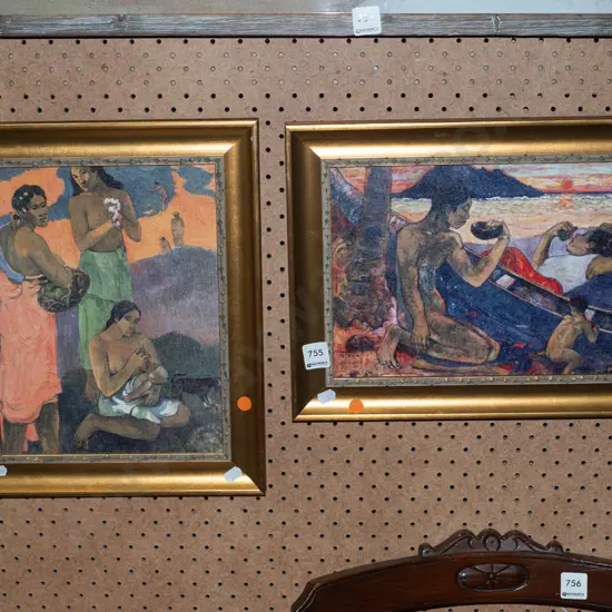 2x Gauguin prints - orange dots