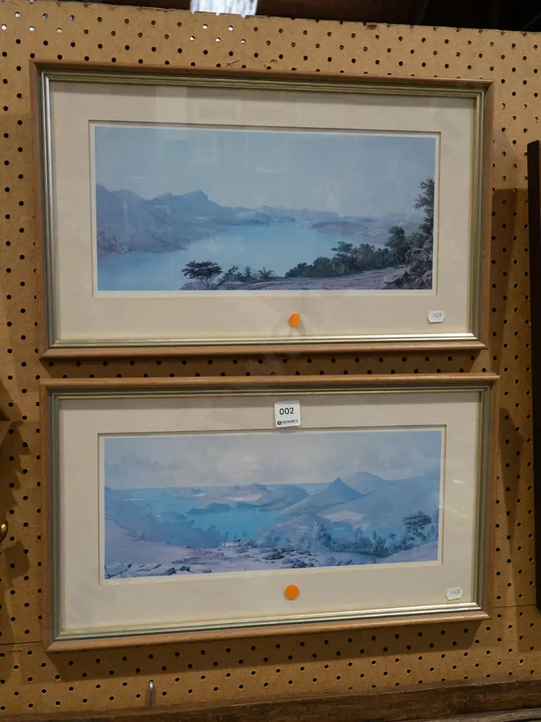 2x framed Dunedin historic prints - orange dots Image 1++