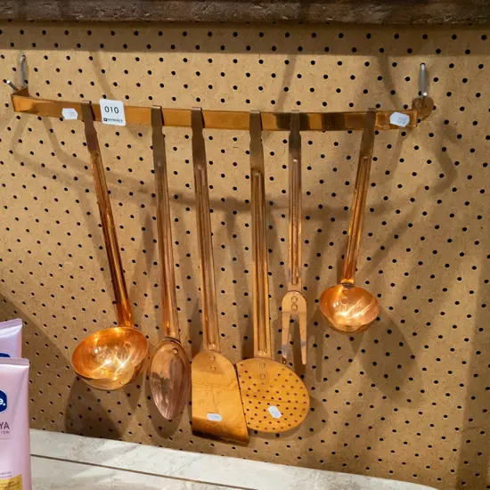 copper wall mount and utensils