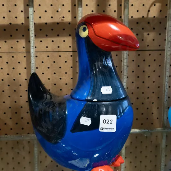 ceramic pukeko lidded container