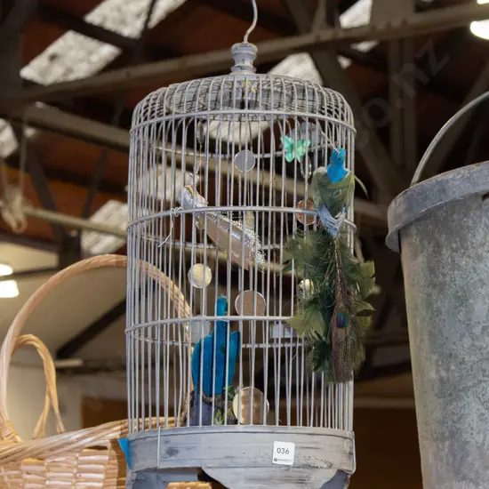 reproduction bird cage and faux birds H660
