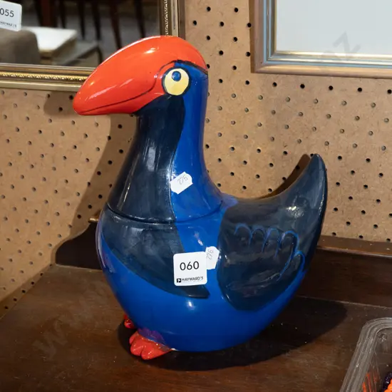 ceramic pukeko lidded container