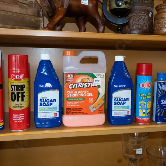 shelf; cleaning supplies, liquid nails