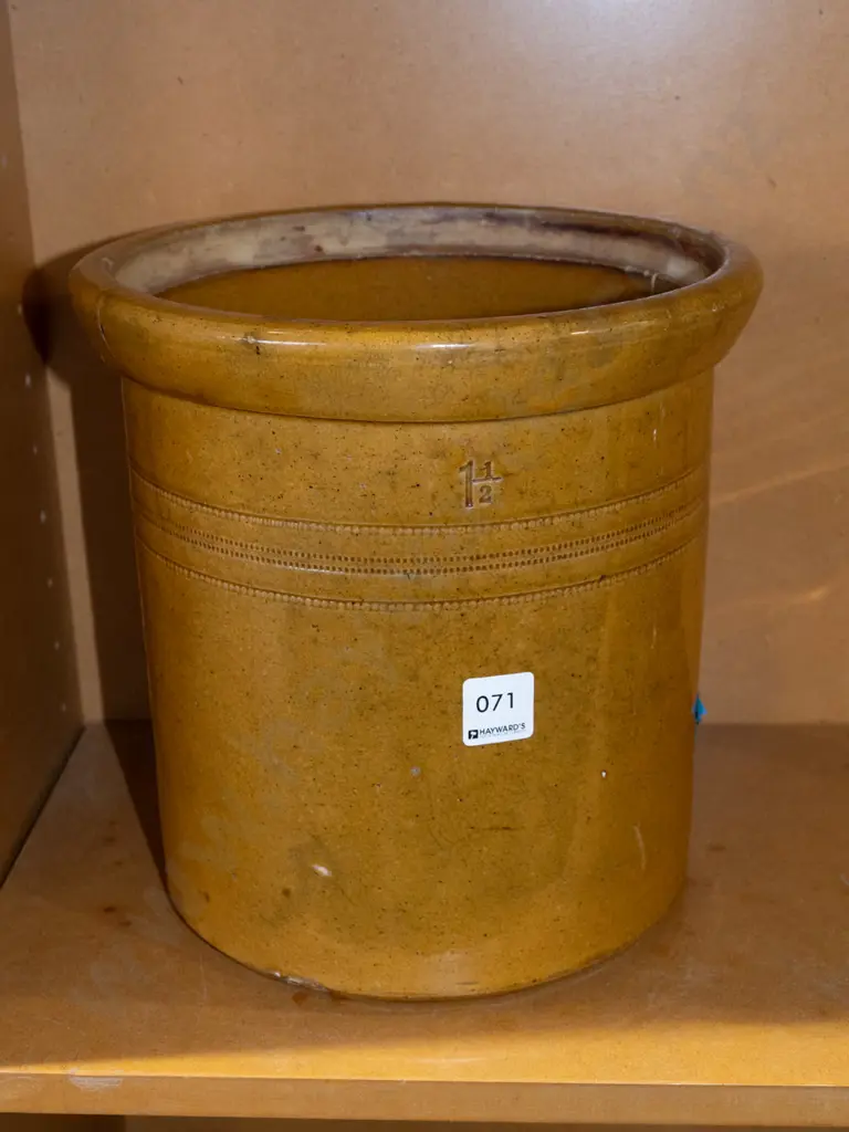 glazed wide mouth crock - no lid H25 Image 1++