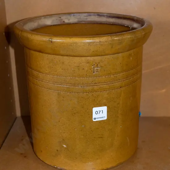 glazed wide mouth crock - no lid H25