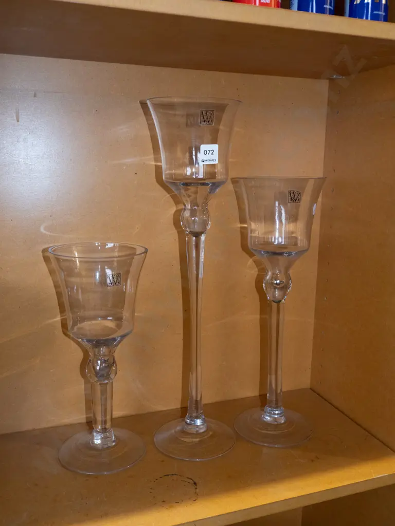 3x large crystal stemmed glasses/candle holders H500 Image 1++