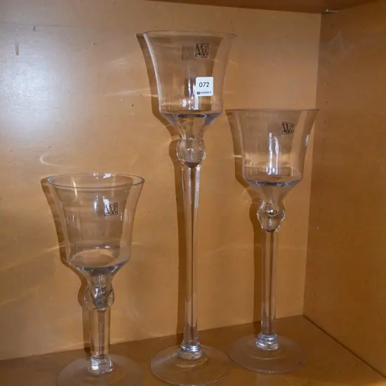 3x large crystal stemmed glasses/candle holders H500