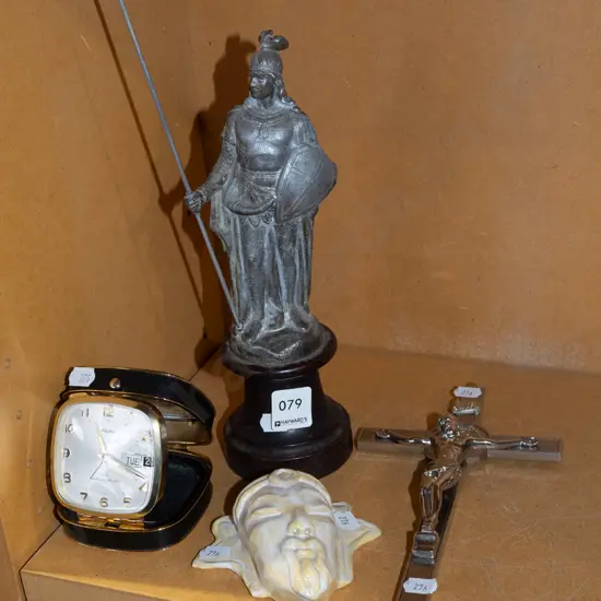 travel alarm clock, crucifix, figurine H320 etc