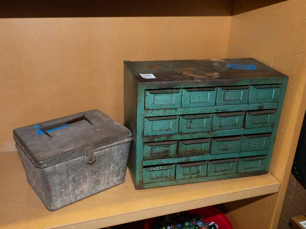rusty metal drawers, pail of rusty nails Image 1++