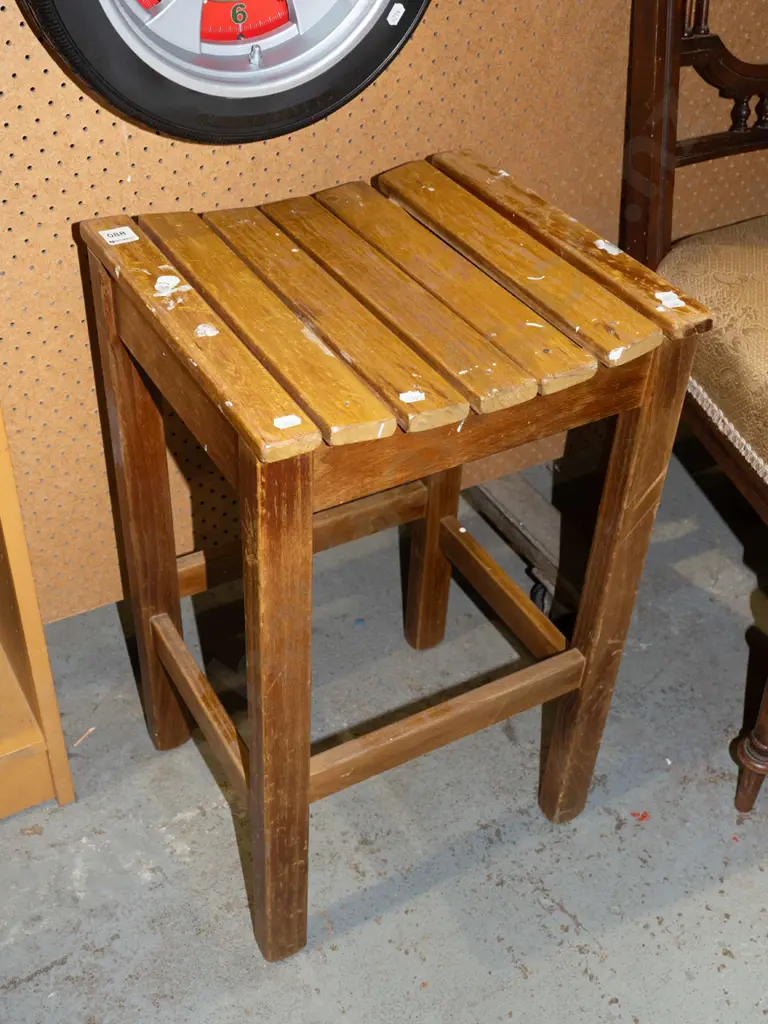 solid wood bar stool - has paint stains Image 1++