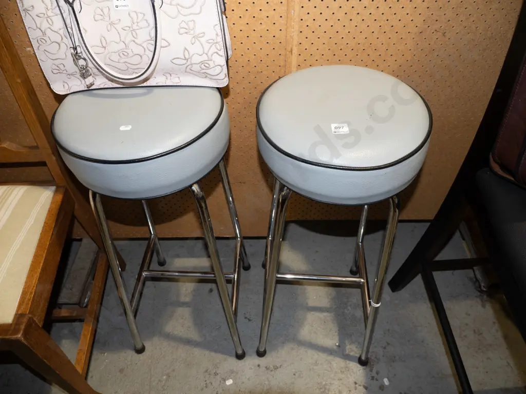 2x chrome and vinyl stools Image 1++