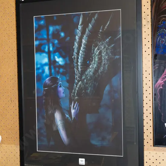 framed print - woman and dragon