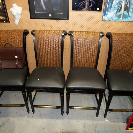 4x leather and woven cane bar stools