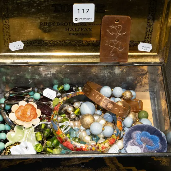 vintage tin and costume jewellery