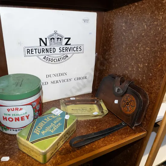 ashtray, vintage tins, Dunedin RSA Choir LP etc