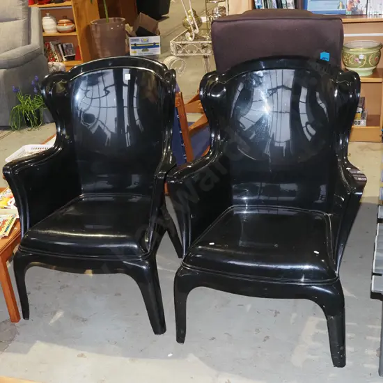 2x plastic garden wingback chairs