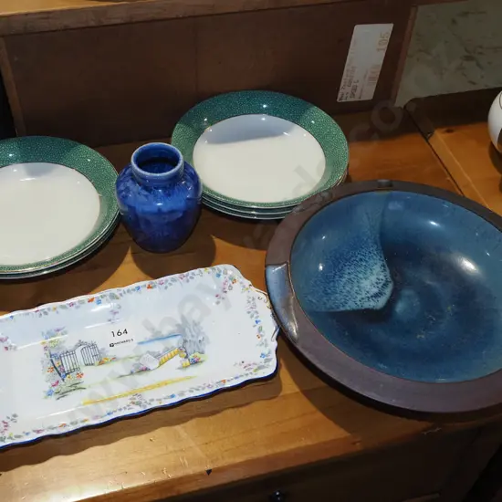 pottery bowl, vase, Meakin sweet dishes etc
