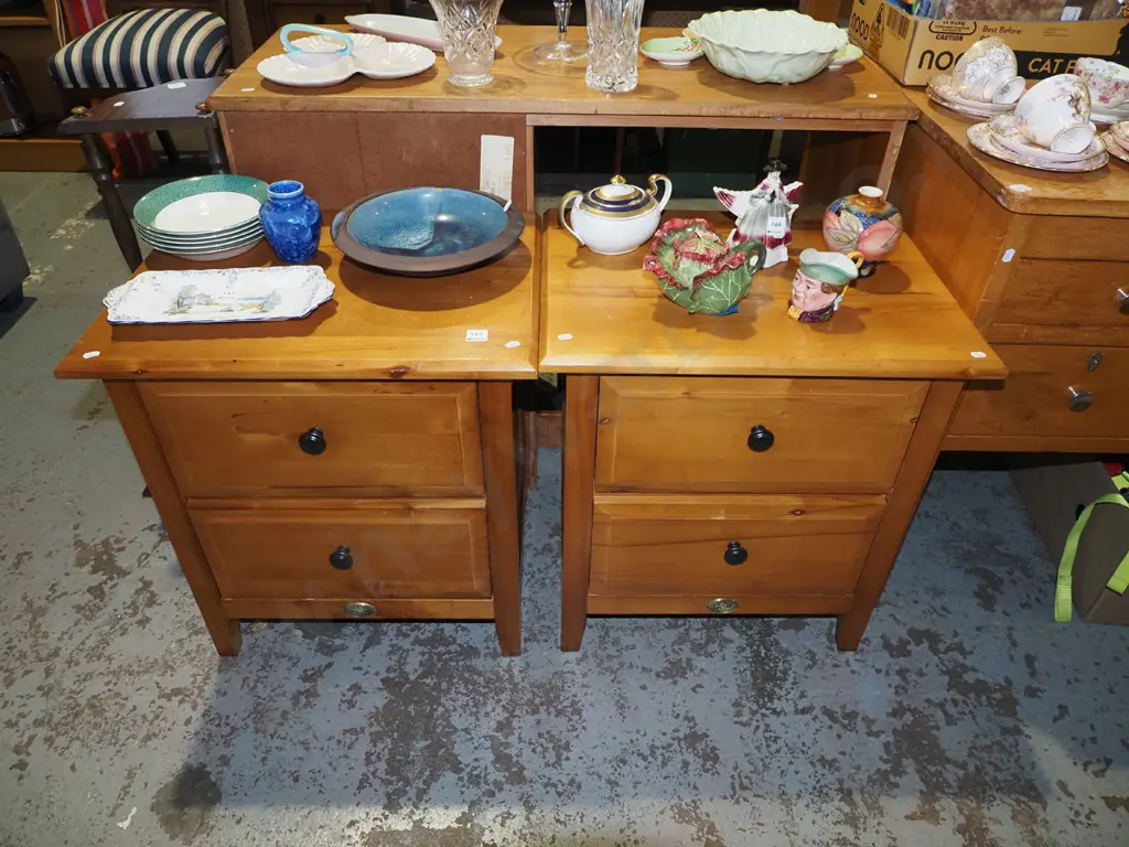 pair of pine Town and Country 2 drawer bedside cabinets Image 1++