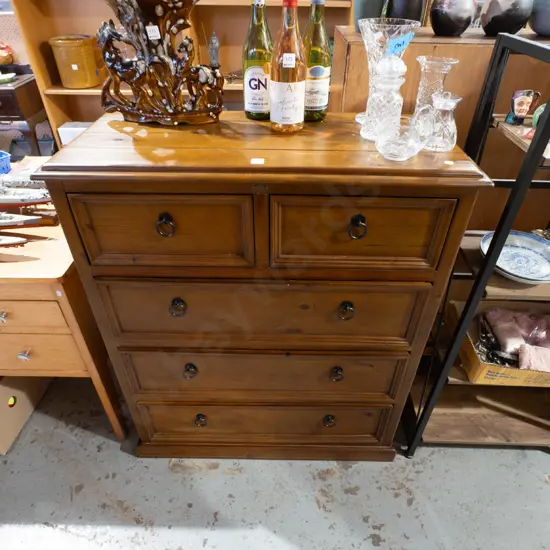pine 5 drawer tall boy H1060 W890 D390