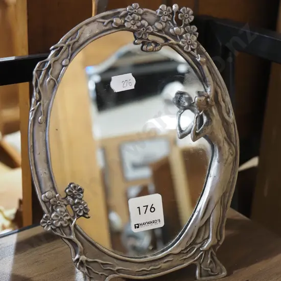 pewter art nouveau style mirror H210