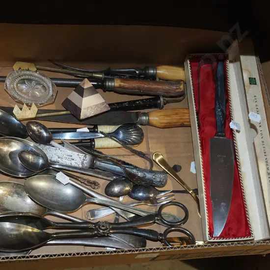 box; cutlery, utensils