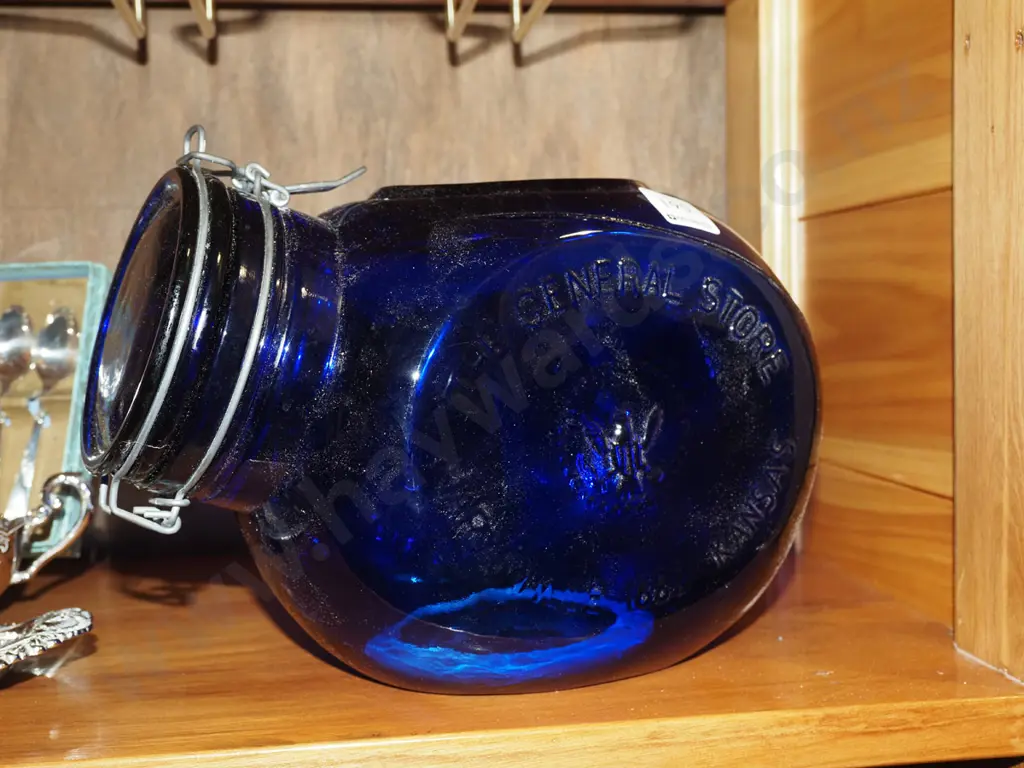 General Store blue glass canister Image 1++