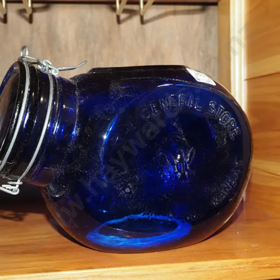 General Store blue glass canister