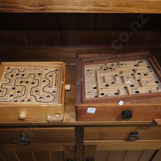 2x wooden marble maze games