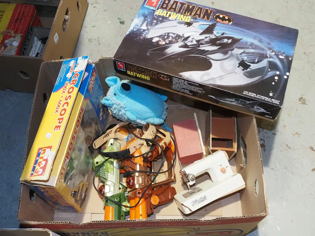 box; microscope set, batman yet to be assembled model etc Image 1++