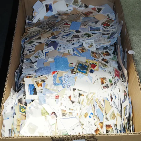 box of loose stamps