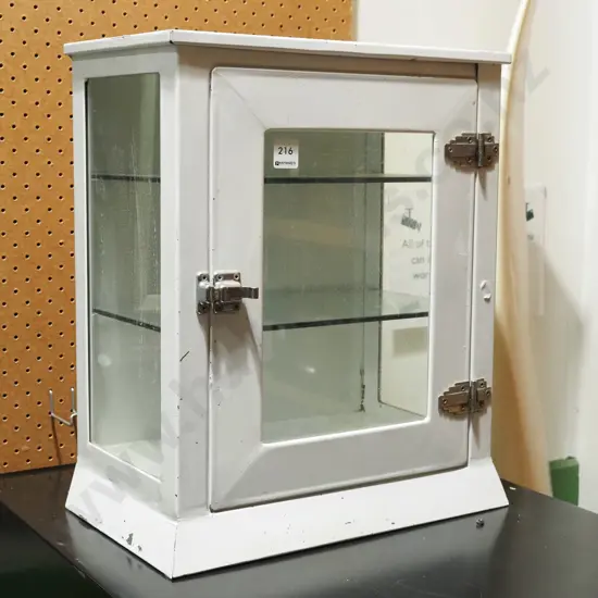 small metal and glass hospital cabinet H450