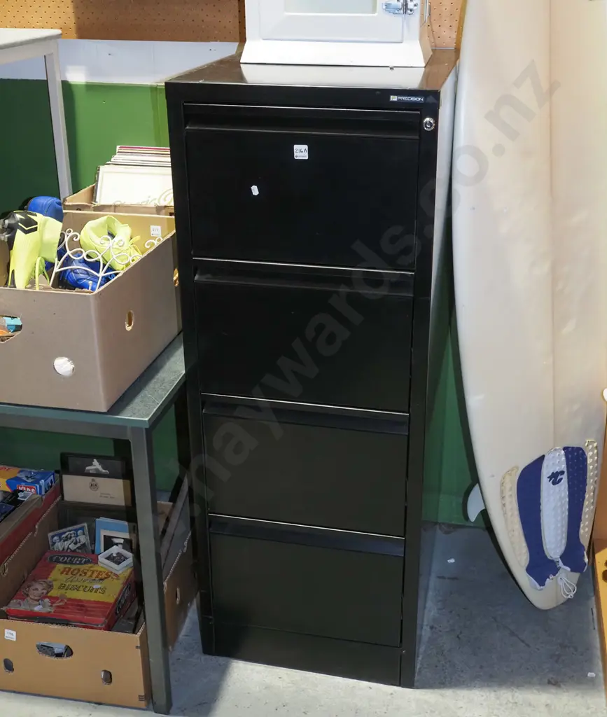Precision black metal 4-drawer filing cabinet Image 1++