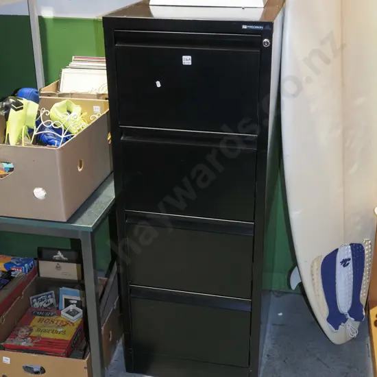 Precision black metal 4-drawer filing cabinet