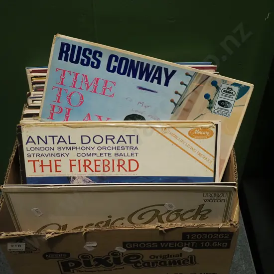 box of LPs
