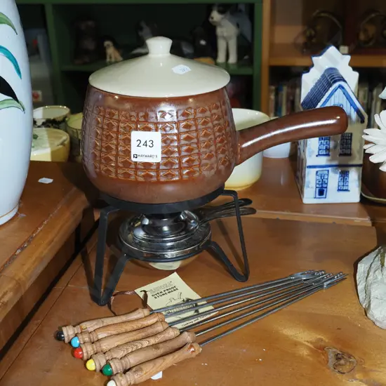 retro stoneware fondue pot
