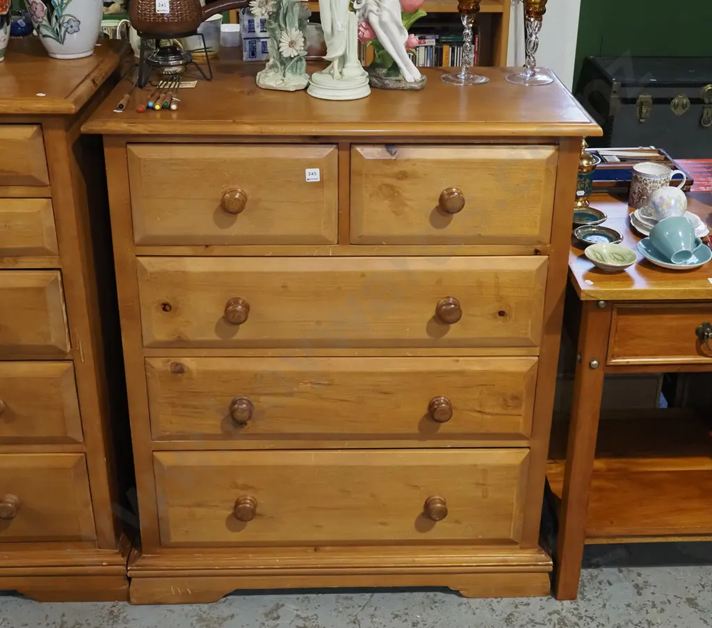 colonial kauri 5 drawer chest - has been revarnished H1000 W940 D450 Image 1++