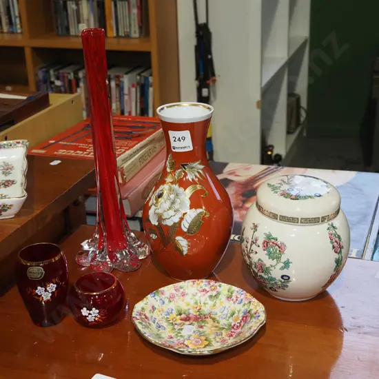 ginger jar, floral bowl, vases etc