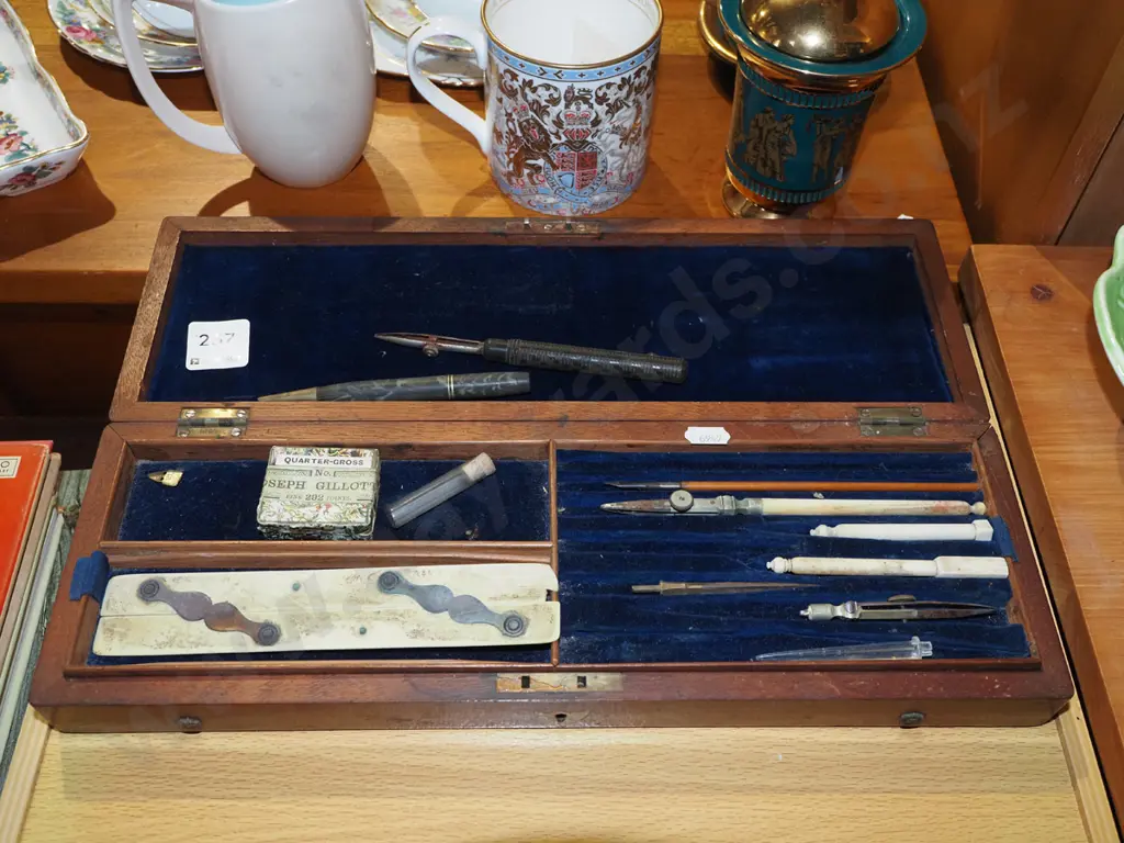 vintage mahogany protractor set Image 1++