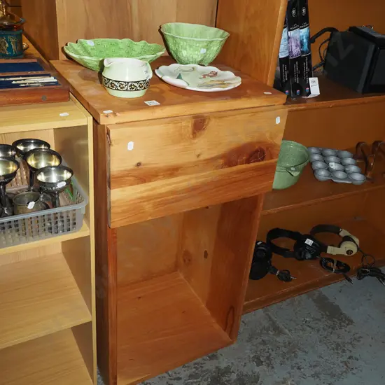 homemade macrocarpa bedside cabinet H8330 W440 D370